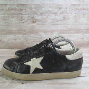 Golden Goose Superstar Black White Star Leather Size 40 Worn